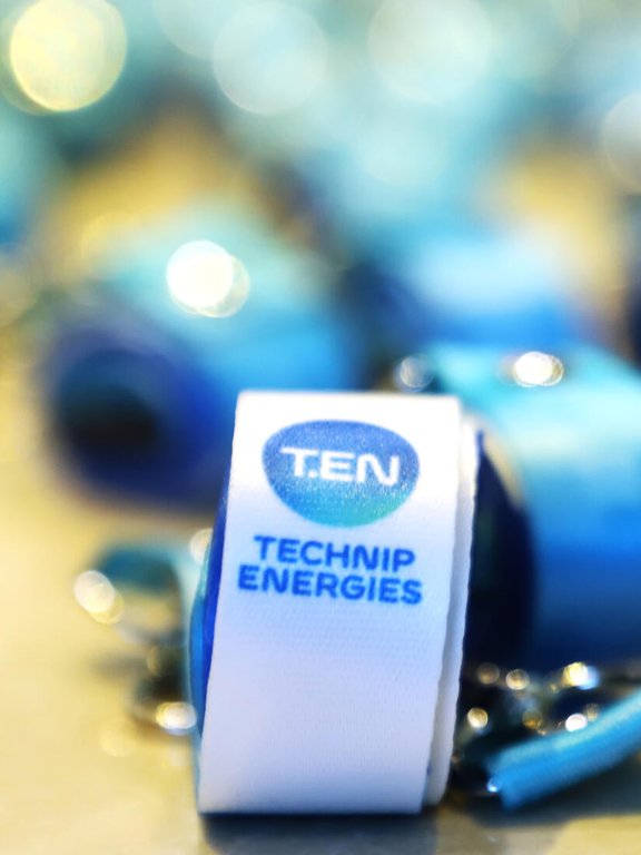 Image of Technip Energies lanyards used at our events