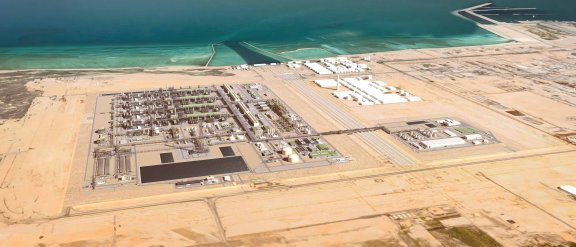 Aerial view of the NFE site next to the sea