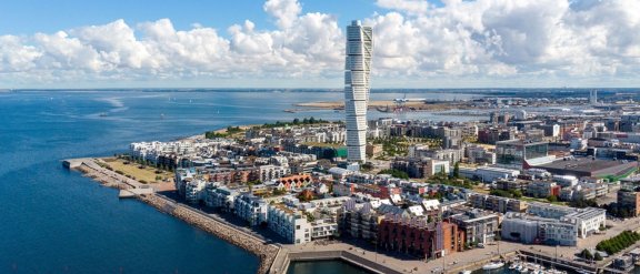 Malmo skyline by the coast