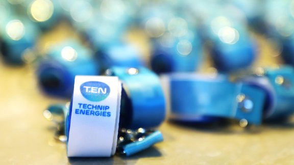 Image of Technip Energies lanyards used at our events